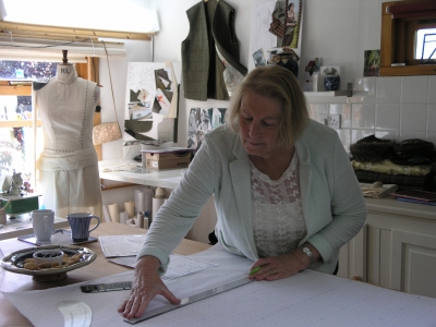 Artmap Open Studio Pattern Cutting Demo. Student Working on a Dress Block